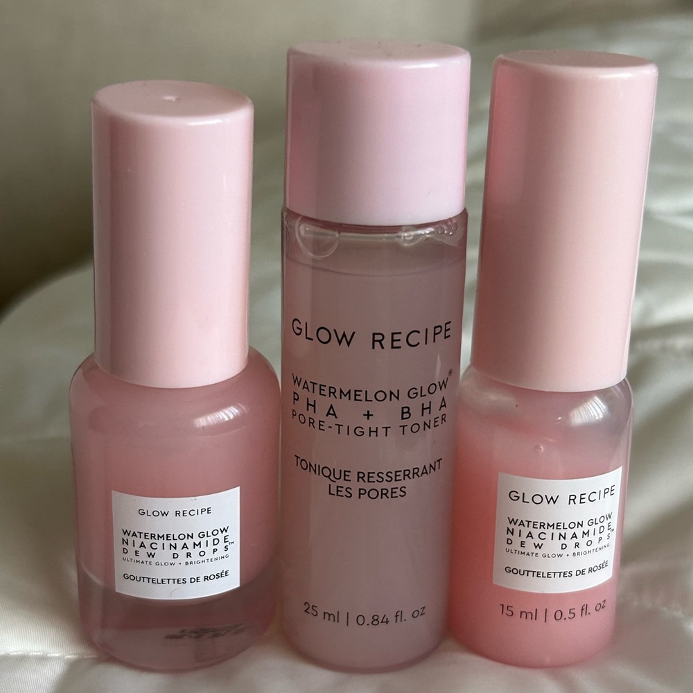 Set of 3 Glow Recipe Watermelon Glow Dew Drops and Toner